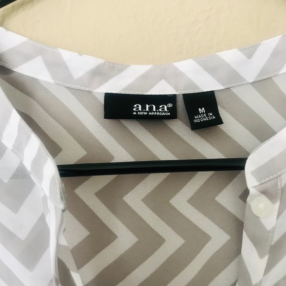 A.N.A Chevron gray and white sheer blouse - Picture 3 of 5